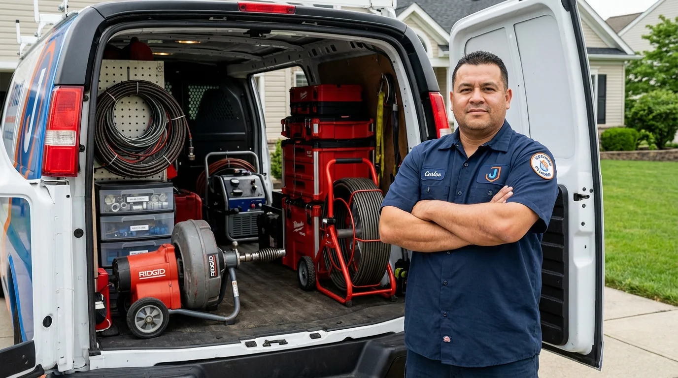 Professional drain cleaning equipment and Johns Plumbing LLC plumber in Sea Girt