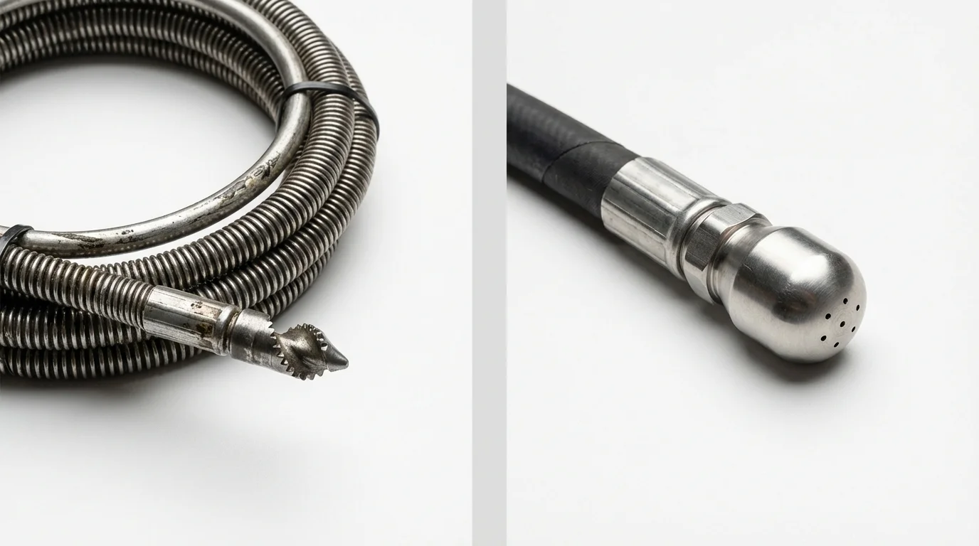 Drain snake cable and hydro jetting nozzle used for drain cleaning in Sea Girt, NJ