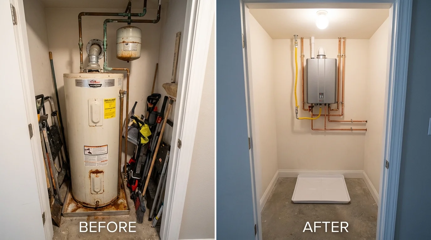 Tank water heater versus wall-mounted tankless unit comparison for Sea Girt, NJ homeowners